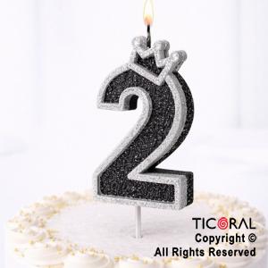 VELA NUMERO CORPOREO CON GIBRE PLATA N.2 x 1